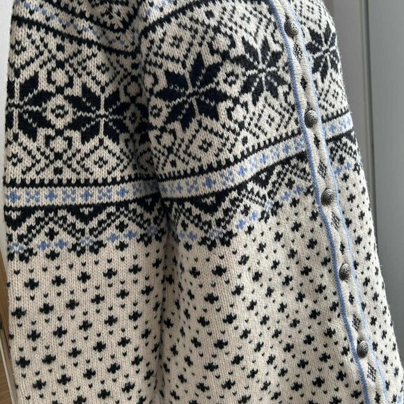 L.L.Bean Vintage Ivory & Black Pure Lambswool Nordic Heritage Cardigan – US XL - Picture 3 of 13